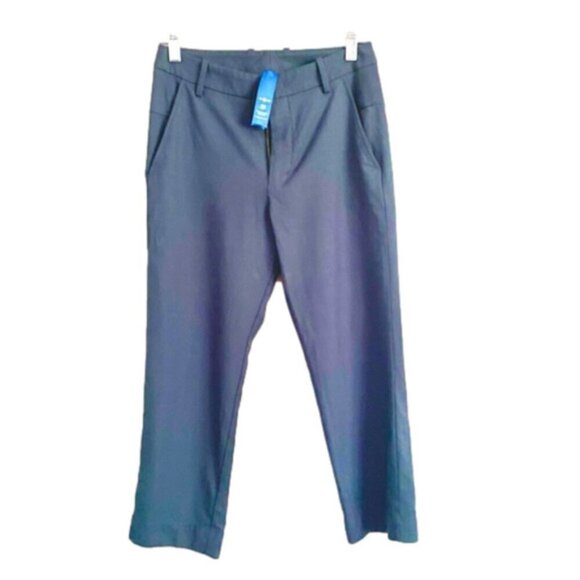 Kit & Ace Navy Blue Wool Stretch Suiting Flat Front Crop Trouser Pants - 28" - Picture 1 of 13